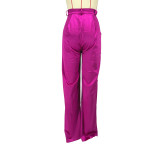 Casual Solid Color Zipper Loose Pant IV-8409