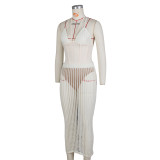 Sexy Backless Bodysuit And Hollow Out Skirts Knits Two Piece Set ZSD-0265