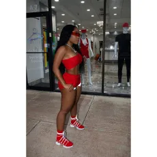 Solid One Shoulder Casual Sport Two Piece Shorts Set DDF-88209