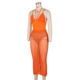 Sexy Backless Bodysuit And Hollow Out Skirts Knits Two Piece Set ZSD-0265