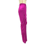 Casual Solid Color Zipper Loose Pant IV-8409