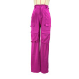 Casual Solid Color Zipper Loose Pant IV-8409