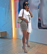 Casual Print Short Sleeve Loose 2 Piece Set JRF-3738