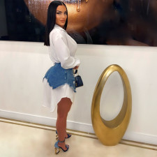 Denim Skirt And Shirt Dress Two Piece Set ME-8378