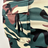 Camo Print Tops And Slit Skirt Two Piece Set SHD-9604