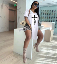Casual Print Short Sleeve Loose 2 Piece Set JRF-3738