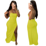 Sexy Backless Solid Color Long Dress GFDY-122