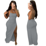Sexy Backless Solid Color Long Dress GFDY-122