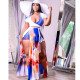 Short Sleeve Printed V-Neck Sexy Two Piece Set GFDY-120