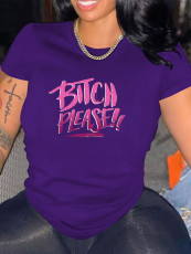Plus Size Letter Print Short Sleeve T Shirts SXF-30506