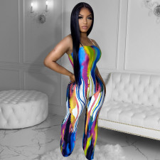 Graffiti Print Wide Leg Jumpsuit HMS-5571