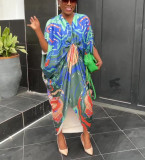 Printed Satin Loose Maxi Dress LS-00395