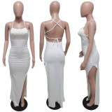 Sexy Backless Solid Color Long Dress GFDY-122