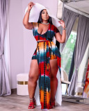 Short Sleeve Printed V-Neck Sexy Two Piece Set GFDY-120