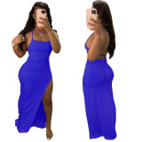 Sexy Backless Solid Color Long Dress GFDY-122