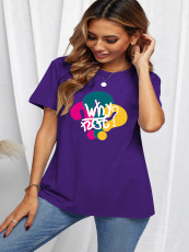 Plus Size Solid Print Loose T Shirt SXF-30515