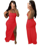 Sexy Backless Solid Color Long Dress GFDY-122