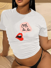 Plus Size Lip Print Casual T Shirt SXF-30507