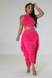 Solid Color Tank Top Ruffled Skirt Two Piece Set GFDY-1249