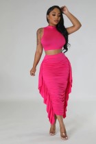 Solid Color Tank Top Ruffled Skirt Two Piece Set GFDY-1249