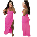 Sexy Backless Solid Color Long Dress GFDY-122