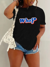 Plus Size Letter Print Fashion T Shirt SXF-30511