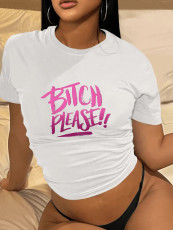 Plus Size Letter Print Short Sleeve T Shirts SXF-30506
