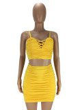 Tube Tops Sling Pleated Two Piece Skirts Set LM-8360