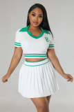 Short Sleeve Sports Pleated Skirt Sweater Suit OSM-4398