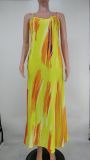 Tie Dye Print Sling Loose Maxi Dress XMY-9425