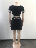 Short Sleeve Sports Pleated Skirt Sweater Suit OSM-4398