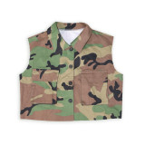 Camouflage Print Lapel Sleeveless Vest SH-390511