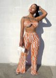 Sexy Print Tube Tops And Straight Pants Two Piece Set ANDF-1533