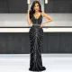 Plus Size Hot Drilling Cross Sling Maxi Dress NY-9089