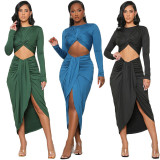 Solid Color Sexy Hollow Tight Midi Dress GFDY-1178