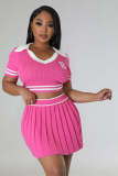 Short Sleeve Sports Pleated Skirt Sweater Suit OSM-4398