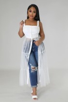 Sexy Sling Mesh Patchwork Long Dress GFDY-1220