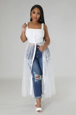 Sexy Sling Mesh Patchwork Long Dress GFDY-1220