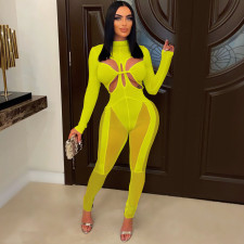 Sexy Mesh Patchwork Hollow Jumpsuit GFDY-1152