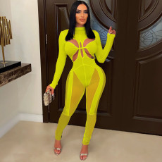 Sexy Mesh Patchwork Hollow Jumpsuit GFDY-1152