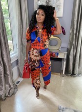 Printed Short Sleeve Casual Sports Suit GFDY-1047