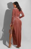 Long Sleeve Square Neck Split Dress GFDY-1065