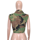 Camouflage Print Lapel Sleeveless Vest SH-390511
