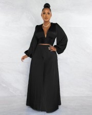V-neck Top Wide Leg Pants Casual Suit GFDY-1191