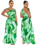 Plus Size Sexy One Shoulder Hollow Print Long Dress GFDY-1217