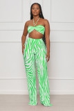 Sexy Print Tube Tops And Straight Pants Two Piece Set ANDF-1533