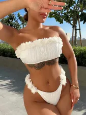Sexy Solid Color Tube Tops Two Piece Swimsuit CSYZ-A18H