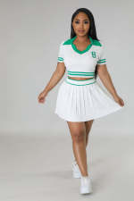 Short Sleeve Sports Pleated Skirt Sweater Suit OSM-4398
