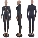 Sexy Mesh Patchwork Hollow Jumpsuit GFDY-1152