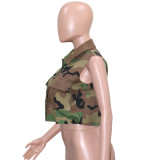 Camouflage Print Lapel Sleeveless Vest SH-390511